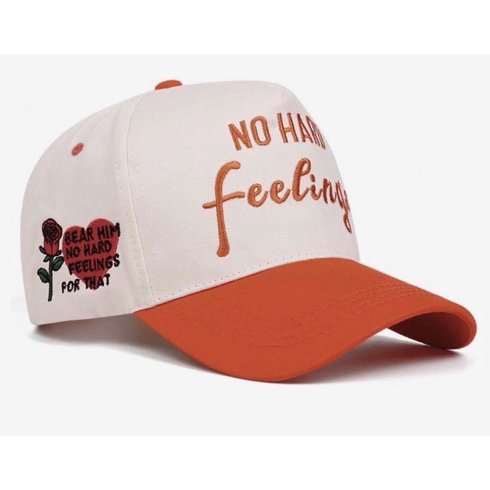 Funny Hat No Hard Feelings Trucker Hats Vintage Baseball Cap Unisex beige orange